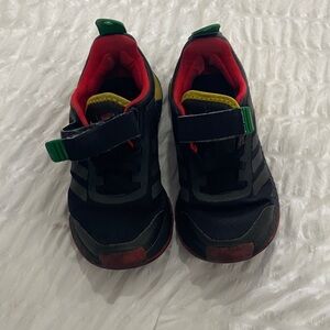 adidas Kids Black and Red Sneakers with Green Accents